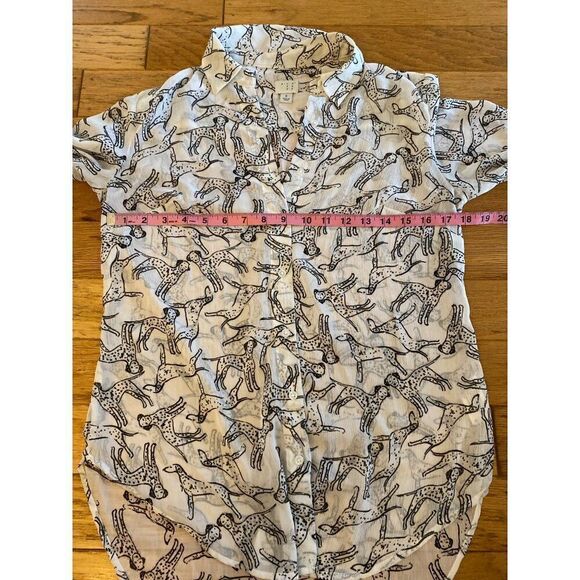 A New Day women's sheer dog patterned high low collared button front blouse sz S - Picture 5 of 8